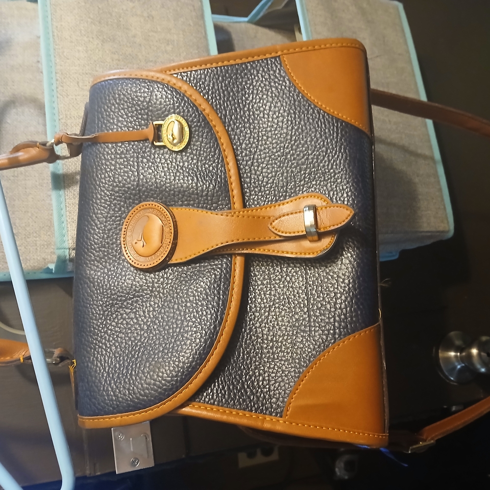 Dooney & Bourke Navy and Tan Leather Bag